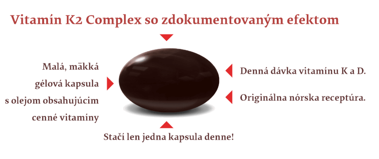Vitamín K2 obsahuje dennú dávku vitamínu K a D, je to originálna nórska receptúra a je bohatá na cenné vitamíny
